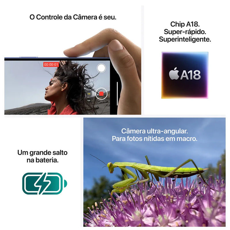 iPhone 16 Plus Apple (512GB) Rosa, Tela de 6,7", 5G e Câmera de 48MP